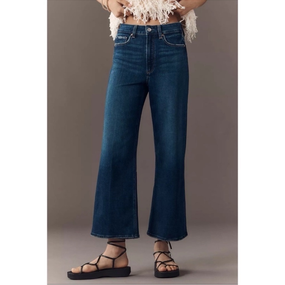 NWT Paige Anessa Wide-Leg Ankle Jeans Overdrive Dark Wash Denim Blue 26 Petite